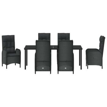 7-teiliges Garten-Esszimmer-Set Schwarz Poly-Rattan