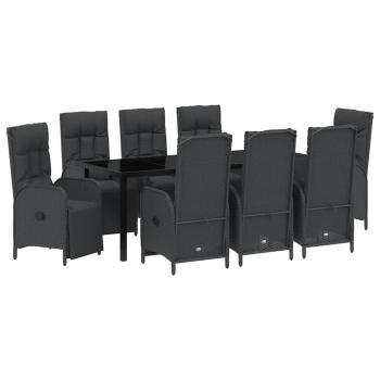 Garten Essgruppe 9 stk. Schwarz Poly-Rattan