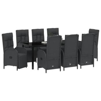 Garten Essgruppe 9 stk. Schwarz Poly-Rattan