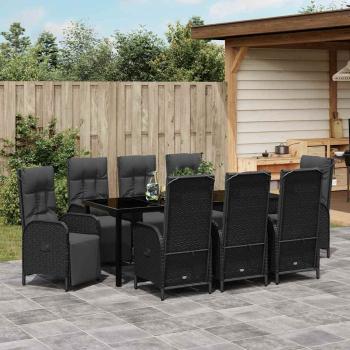 Garten Essgruppe 9 stk. Schwarz Poly-Rattan