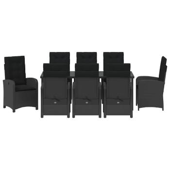 Garten Essgruppe mit Kissen 9 pcs Schwarz Poly-Rattan