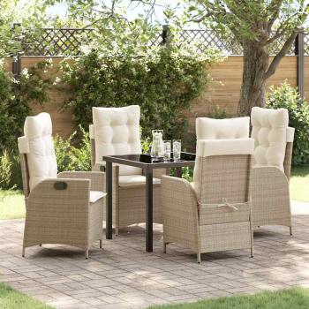 ARDEBO.de - 5-teiliges Garten-Dining-Set mit Kissen Beige Poly-Rattan