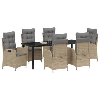 Garten Essgruppe 7 stk. Beige Poly-Rattan