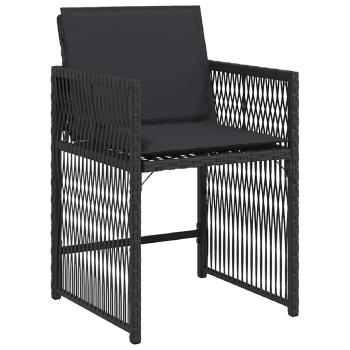 5-teiliges Garten-Esszimmer mit Kissen Schwarz Poly-Rattan