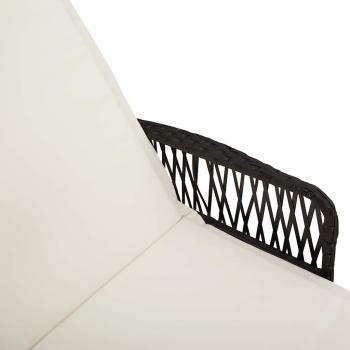 Sonnenliege Set 3-teilig Schwarz und Creme PE Rattan, Metall