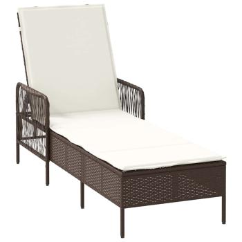 Sonnenliege Set 3-teilig Braun und cremeweiß PE Rattan, Metall