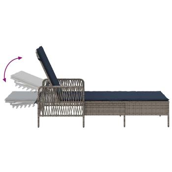 Sonnenliege Set aus 3 Grau und marineblau PE-Rattan, Metall