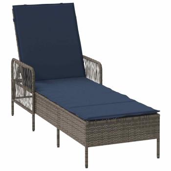 Sonnenliege Set aus 3 Grau und marineblau PE-Rattan, Metall