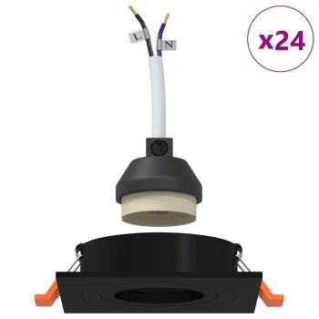 Einbau-Spotlights 24 Stück Quadratisch GU10 Schwarz 91x91 mm