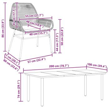 9-tlg. Garten-Essgruppe mit Kissen Schwarz Poly Rattan Glas