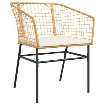 7-tlg. Garten-Essgruppe mit Kissen Braun Poly Rattan Glas