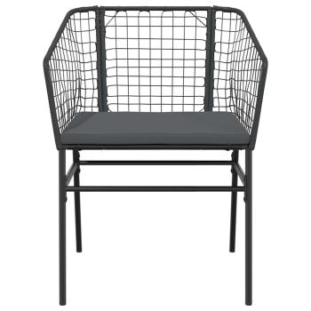 7-tlg. Garten-Essgruppe mit Kissen Schwarz Poly Rattan Glas