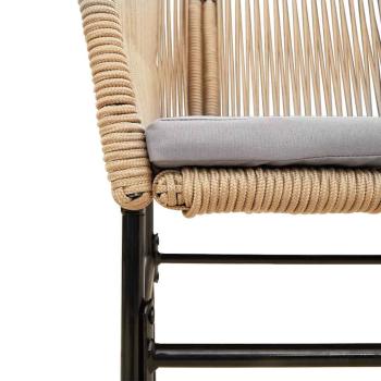 7-tlg. Garten-Essgruppe mit Kissen Braun Poly Rattan Glas