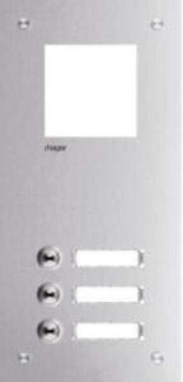 ARDEBO.de Hager RTQ103X Frontplatte intercom mono, 3 Tasten + Namensschild, 315x150x32mm, Edelstahl