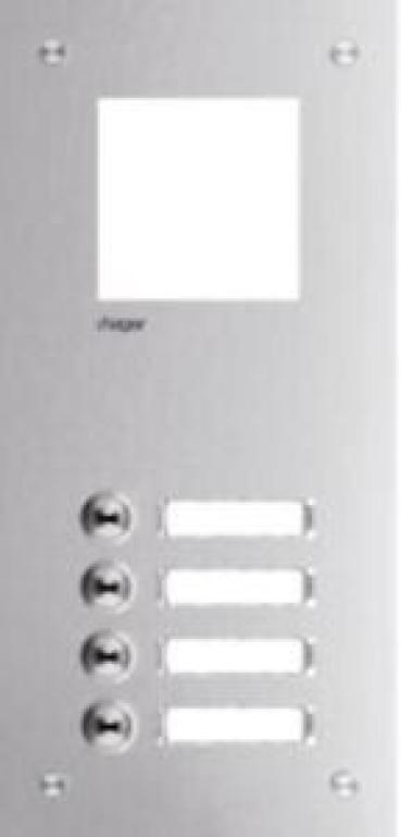 ARDEBO.de Hager RTQ104X Frontplatte intercom mono, 4 Tasten + Namensschild, 315x150x32mm, Edelstahl