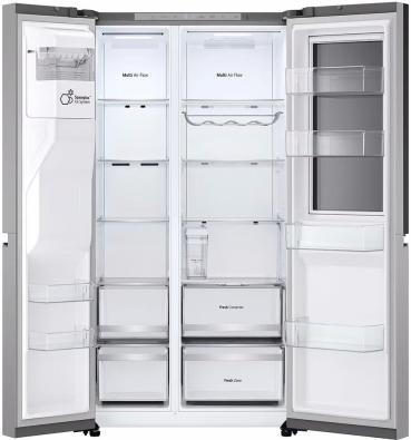 LG GSXE81PYBD Side-by-Side Kombination, 91,3 cm breit, 628 L, Eis-, Crushed Ice- und Wasserspender, WLAN, Prime silver