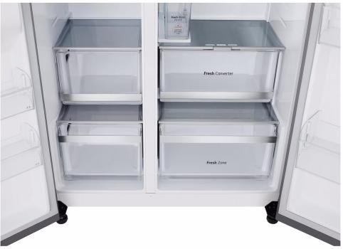 LG GSXE81PYBD Side-by-Side Kombination, 91,3 cm breit, 628 L, Eis-, Crushed Ice- und Wasserspender, WLAN, Prime silver