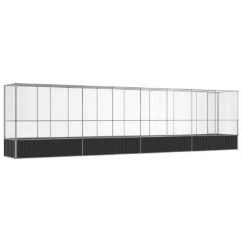 Voliere mit Erweiterung Silbern 834,5x107x212 cm Stahl