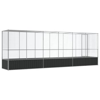Voliere mit Erweiterung Silbern 626,5x107x212 cm Stahl