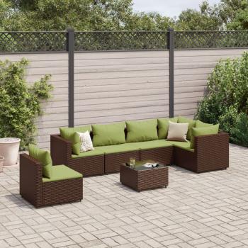 ARDEBO.de - 7-tlg. Garten-Lounge-Set mit Kissen Braun Poly Rattan