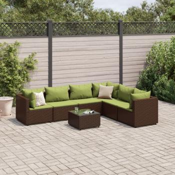 ARDEBO.de - 7-tlg. Garten-Lounge-Set mit Kissen Braun Poly Rattan