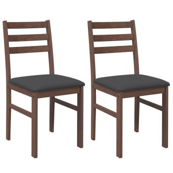 Esszimmerstühle mit Kissen 2 Stk. Braun Massivholz Gummibaum
