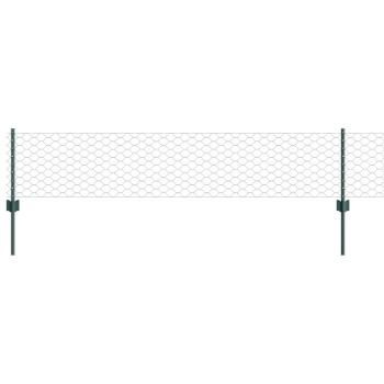 Zaunpfosten 5 Stück U-Profil Grün 40 cm Stahl, Sechseckzaun Grün 0.4x10 m Stahl