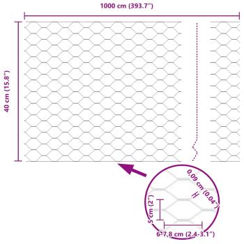 Zaunpfosten 5 Stück U-Profil Grün 40 cm Stahl, Sechseckzaun Grün 0.4x10 m Stahl