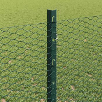 Zaunpfosten 5 Stück U-Profil Grün 120 cm Stahl, Sechseckzaun Grün 1,2x10 m Stahl