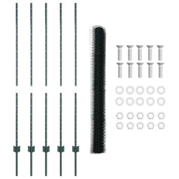 Zaunpfosten 5 Stück U-Kanal Grün 140 cm Stahl, Sechseckzaun Grün 1,4x10 m Stahl