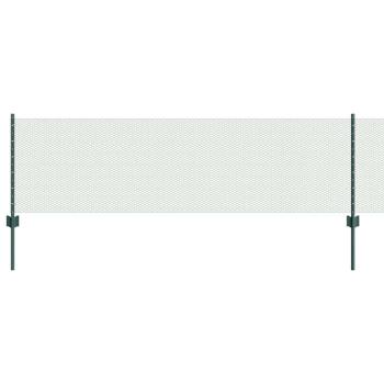 Zaunpfosten 11 Stück U-Kanal Grün 60 cm aus Stahl, Sechseckzaun Grün 0,6x25 m aus Stahl