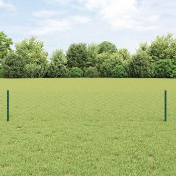ARDEBO.de - Zaunpfosten 11 Stück U-Kanal Grün 40 cm Stahl, Sechseckiger Zaun Grün 0,4x50 m Stahl