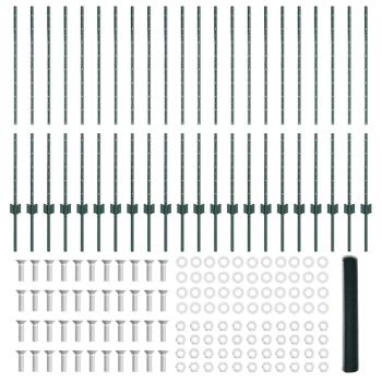 Zaunpfosten 11 Stück U-Profil Grün 120 cm Stahl, Sechseckzaun Grün 1,2x50 m Stahl