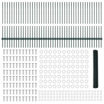 Zaunpfosten 11 Stk U-Profil Grün 100 cm Stahl, Sechseckiger Zaun Grün 1x100 m Stahl