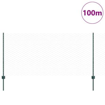 Zaunpfosten 11 Stück U-Kanal Grün 100 cm Stahl, Sechseckzaun Grün 1x100 m Stahl