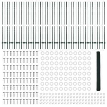 Zaunpfosten 11 Stück U-Profil Grün 150 cm Stahl, Sechseckzaun Grün 1.5x100 m Stahl
