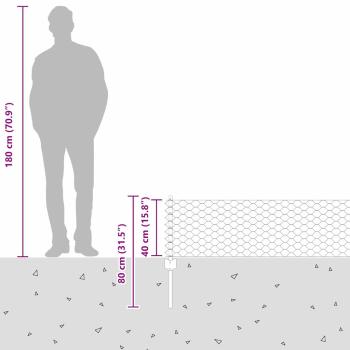 Zaunpfosten 11 Stück U-Kanal Grau 40 cm Stahl, Sechseckzaun Grau 0,4x50 m Stahl
