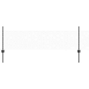Zaunpfosten 11 Stück U-Kanal Grau 60 cm Stahl, Sechseckzaun Grau 0,5x50 m Stahl