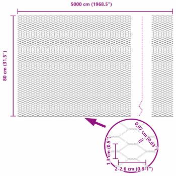 Zaunpfosten 11 Stk U-Kanal Grau 80 cm Stahl, Sechseckiger Zaun Grau 0.8x50 m Stahl