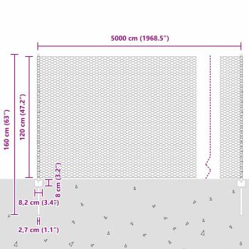 Zaunpfosten 22 Stück U-Kanal Grau 120 cm Stahl, Sechseckzaun Grau 1,2x50 m Stahl