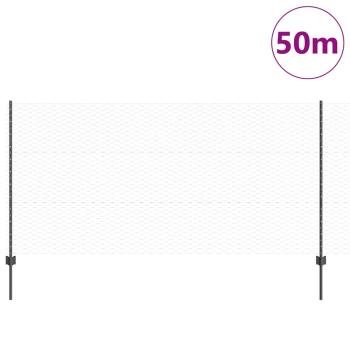 Zaunpfosten 22 Stk U-Profil Grau 120 cm Stahl, Sechseckzaun Grau 1.2 x 50 m Stahl
