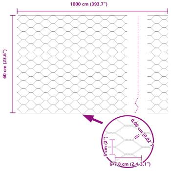 Zaunpfosten 5 Stück U-Kanal 60 cm verzinkter Stahl, Sechseckzaun 0,6x10 m verzinkter Stahl