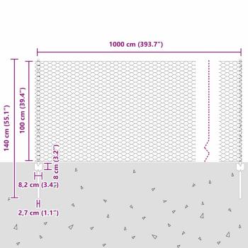Zaunpfosten 10 Stück U-Kanal 100 cm galvanisierter Stahl, Sechseckzaun 1x10 m galvanisierter Stahl