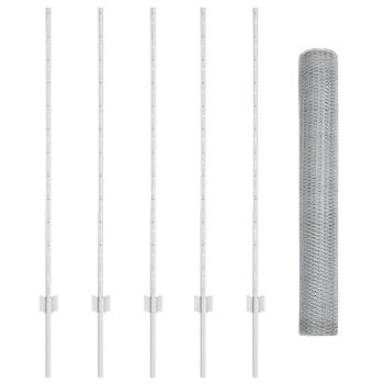 Zaunpfosten 10 Stück U-Profil 120 cm feuerverzinkter Stahl, Sechseckzaun 1,2x10 m feuerverzinkter Stahl