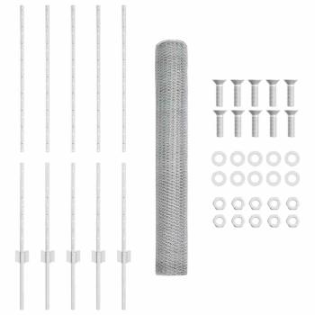 Zaunpfosten 10 Stück U-Profil 120 cm feuerverzinkter Stahl, Sechseckzaun 1,2x10 m feuerverzinkter Stahl
