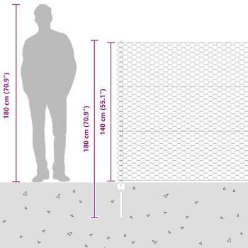 Zaunpfosten 22 Stück U-Kanal 140 cm Verzinkter Stahl, Sechseckzaun 1,4x25 m Verzinkter Stahl