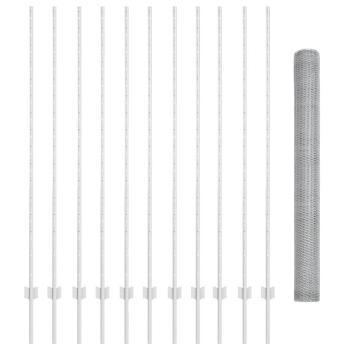 Zaunpfosten 22 Stk U-Kanal 160 cm Verzinkter Stahl, Sechseckzaun 1,6x25 m Verzinkter Stahl