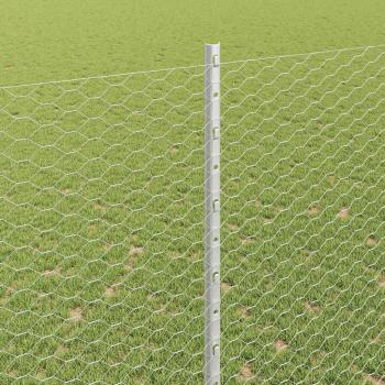 Zaunpfosten 22 Stück U-Kanal 160 cm verzinkter Stahl, Sechseckzaun 1.6x25 m verzinkter Stahl