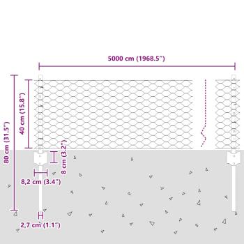 Zaunpfosten 11 Stück U-Kanal 40 cm Feuerverzinkter Stahl, Sechseckzaun 0.4x50 m Feuerverzinkter Stahl