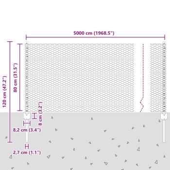 Zaunpfosten 11 Stück U-Profil 80 cm feuerverzinkter Stahl, Sechseckzaun 0,8x50 m feuerverzinkter Stahl